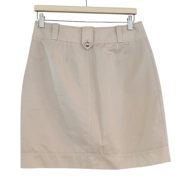 ST. JOHN Light Tan Cargo Skirt Double Pocket Silver Button Size 8 - Picture 2 of 9